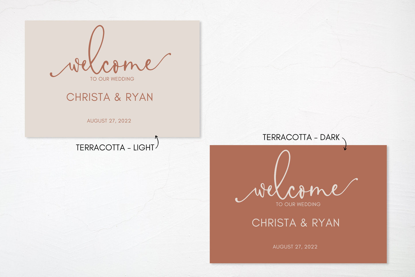 Simple Terracotta Rust Wedding Welcome Board Sign | Welcome to Our Wedding Sign