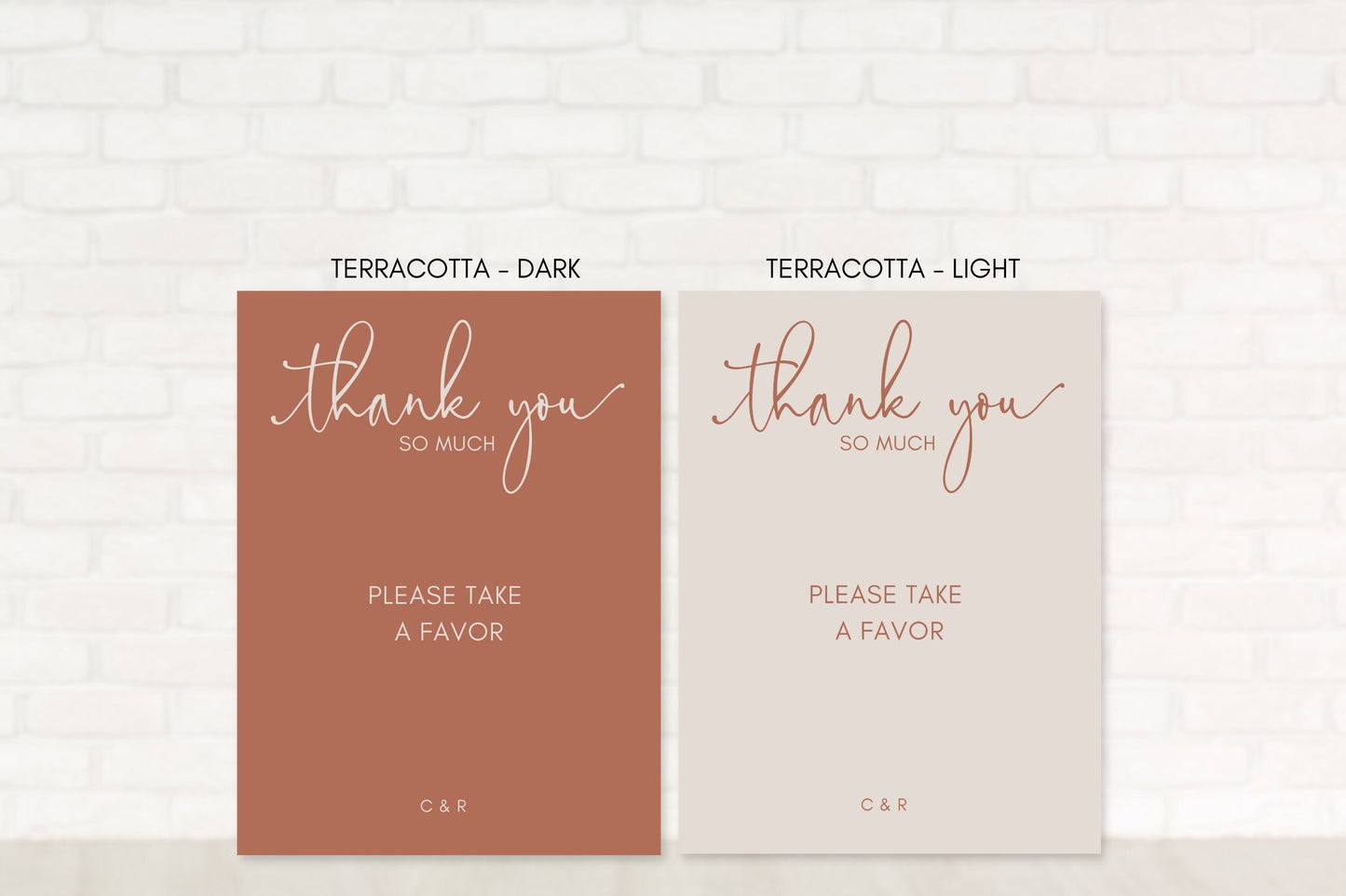 Simple Terracotta Rust Wedding Favors Board Sign | Thank You So Much Sign | Please Take a Favor