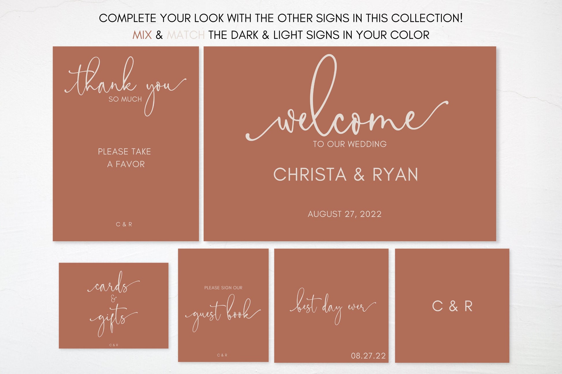 Simple Terracotta Rust Wedding Favors Board Sign | Thank You So Much Sign | Please Take a Favor