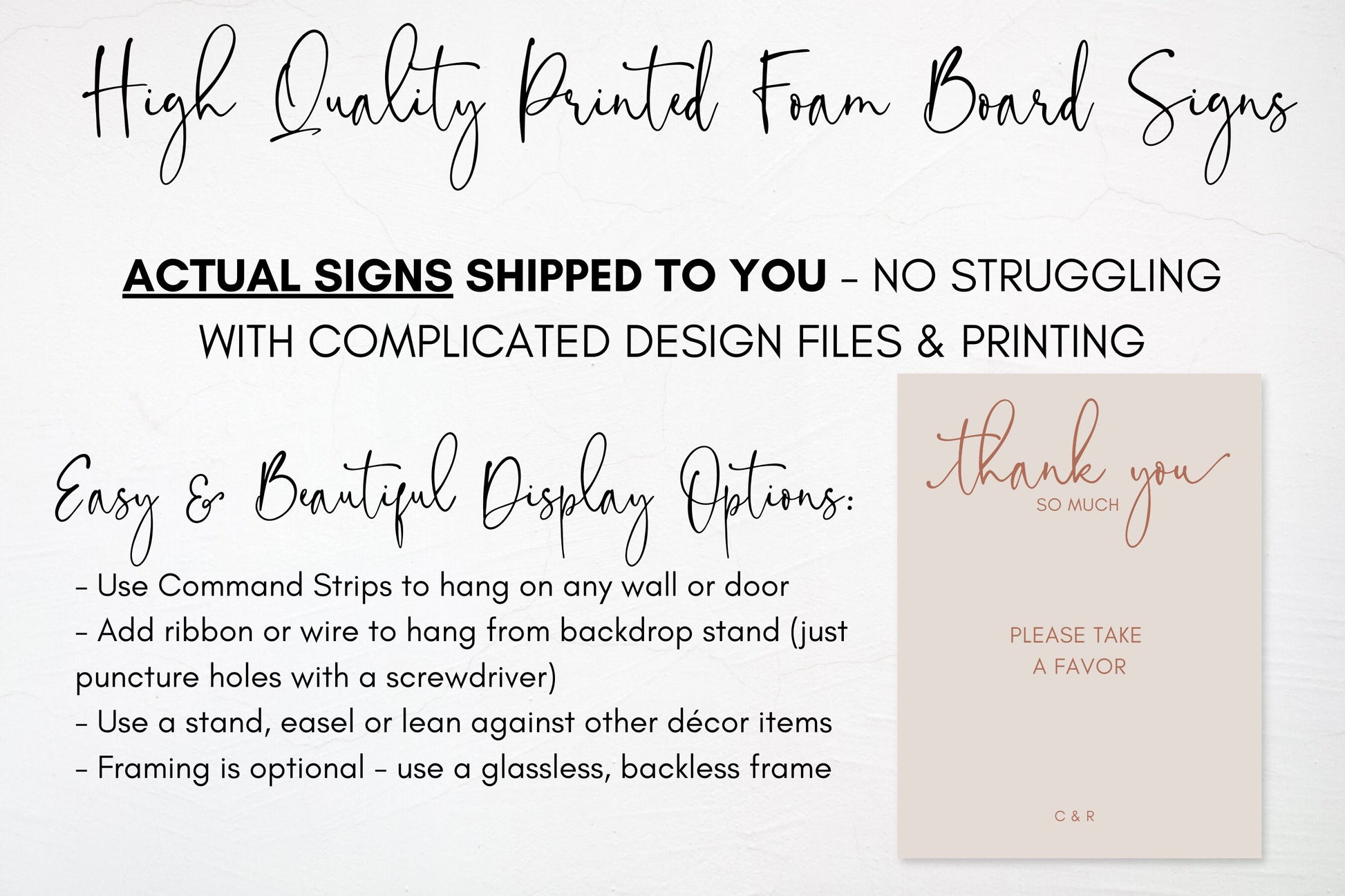 Simple Terracotta Rust Wedding Favors Board Sign | Thank You So Much Sign | Please Take a Favor