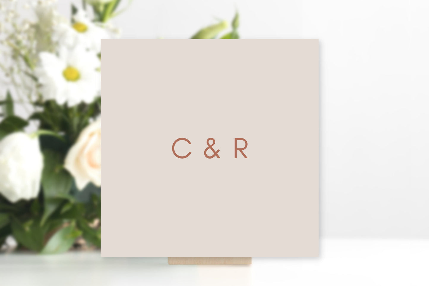 Simple Custom Terracotta Rust Initials Wedding Décor Board Sign