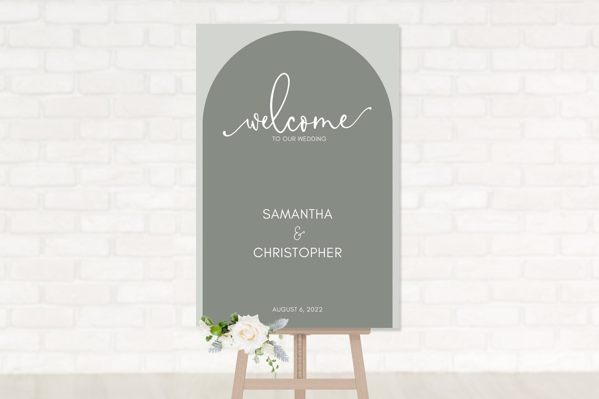 Sage Green Arch Wedding Welcome Board Sign | Welcome to Our Wedding Sign