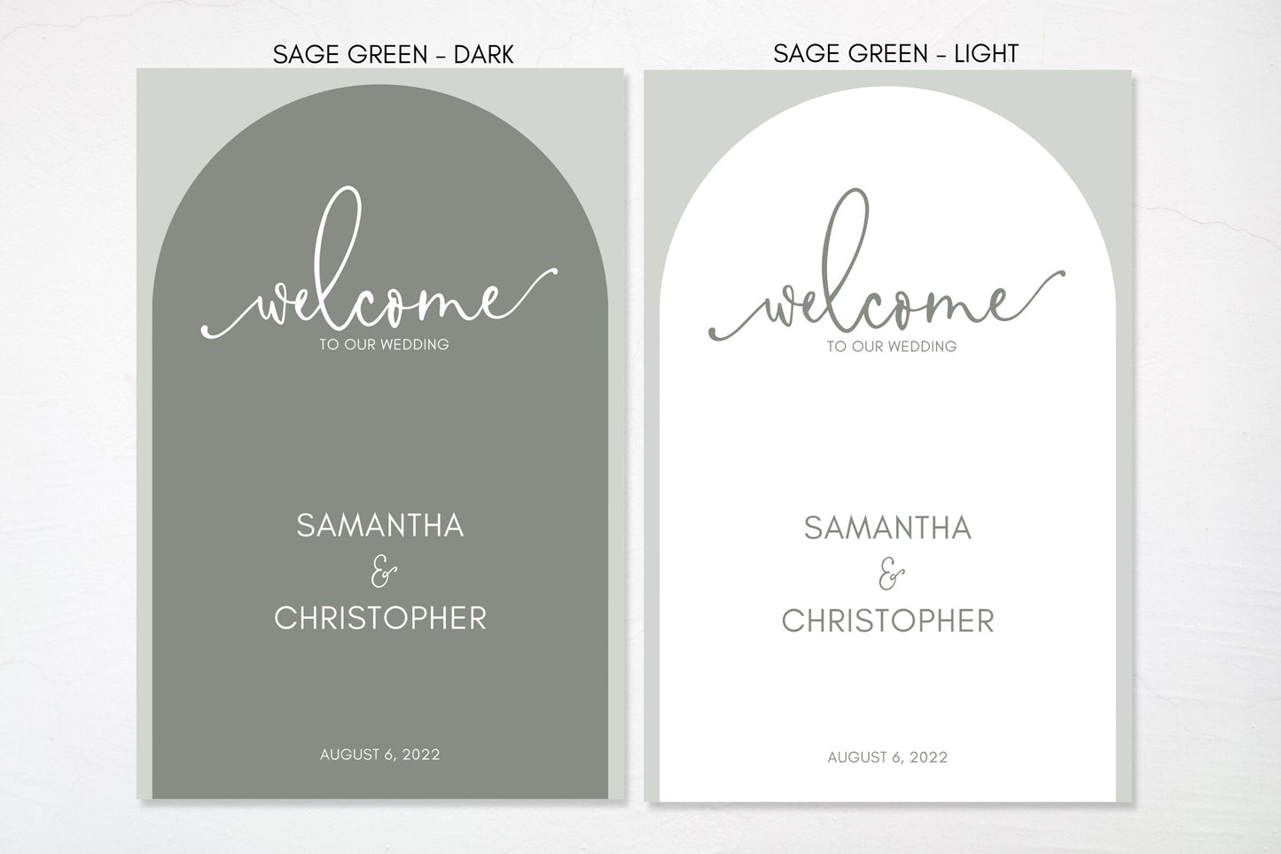 Sage Green Arch Wedding Welcome Board Sign | Welcome to Our Wedding Sign