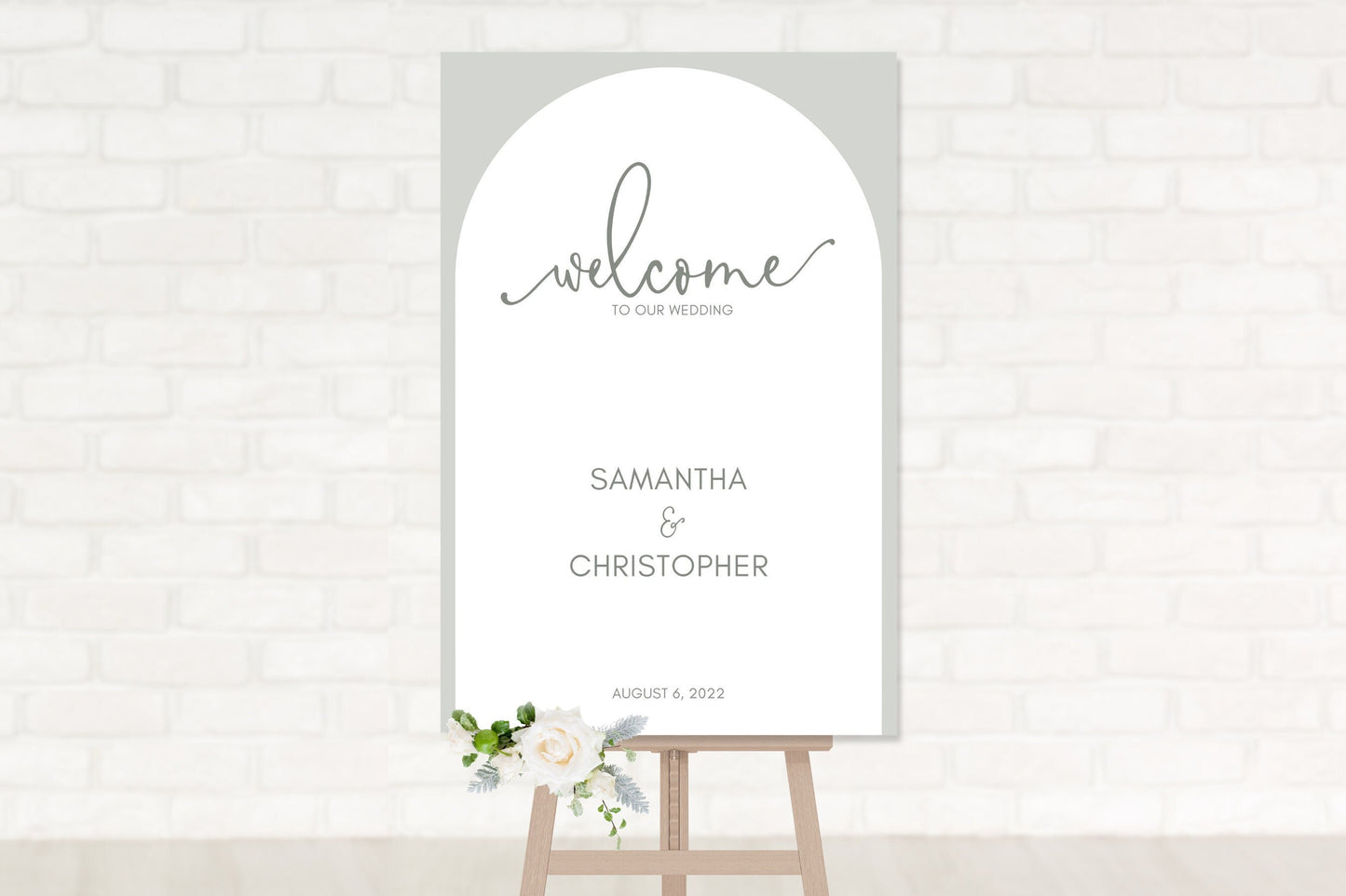 Sage Green Arch Wedding Welcome Board Sign | Welcome to Our Wedding Sign