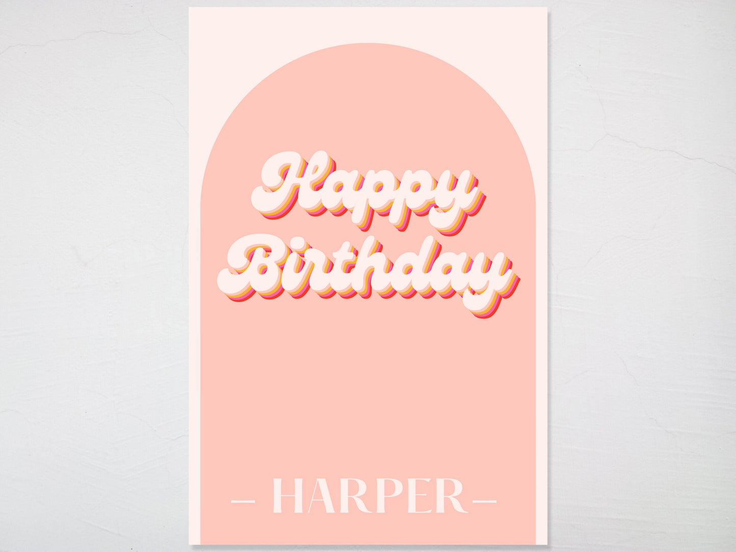 Pink Retro Arch Custom Happy Birthday Board Sign | Retro Birthday Party