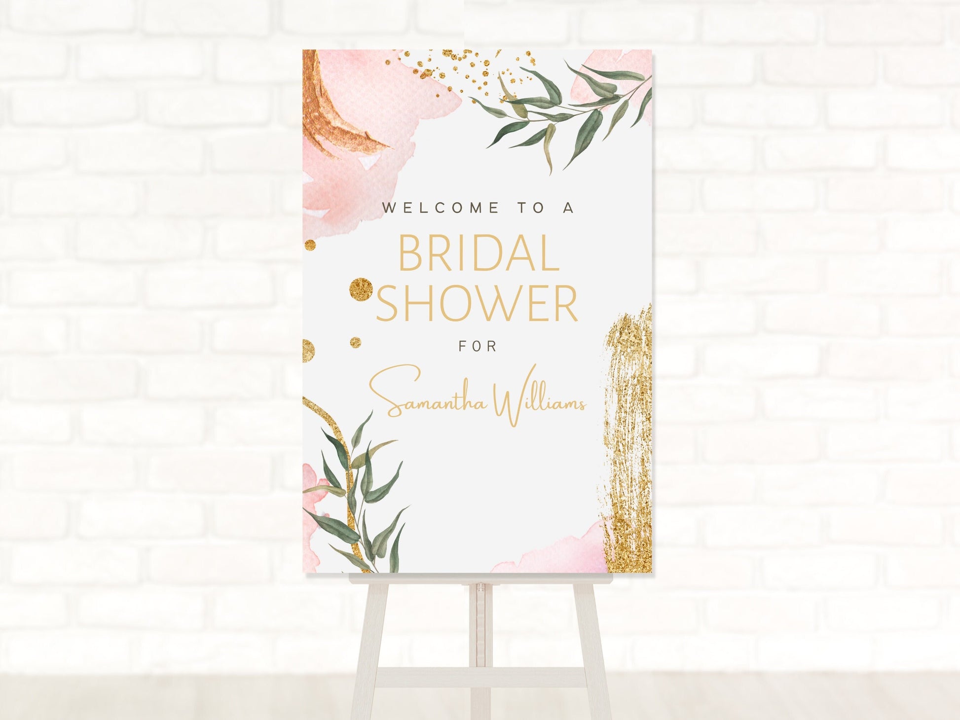 Pink and Gold Art Bridal Shower Welcome Board Sign | Custom Bridal Shower Sign