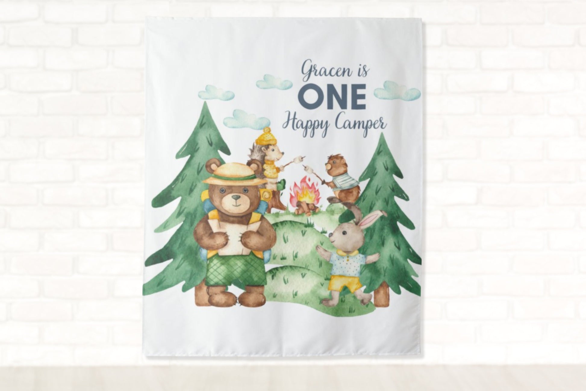 One Happy Camper Personalized Backdrop | First Birthday Custom Backdrop