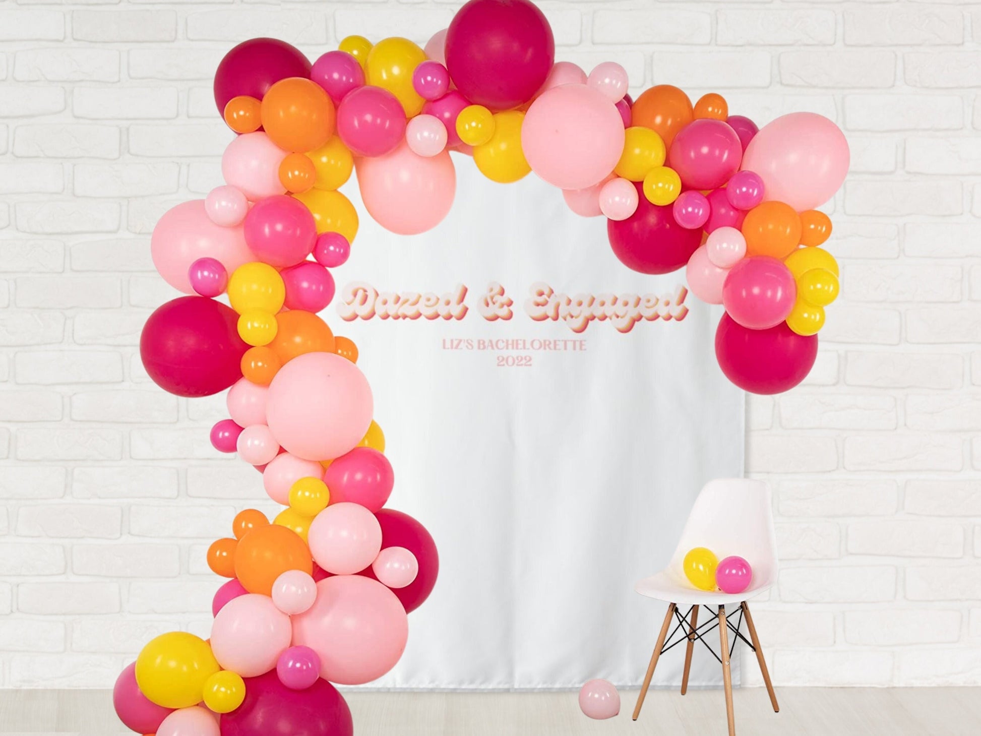 Dazed & Engaged Retro Bachelorette Party Personalized Backdrop