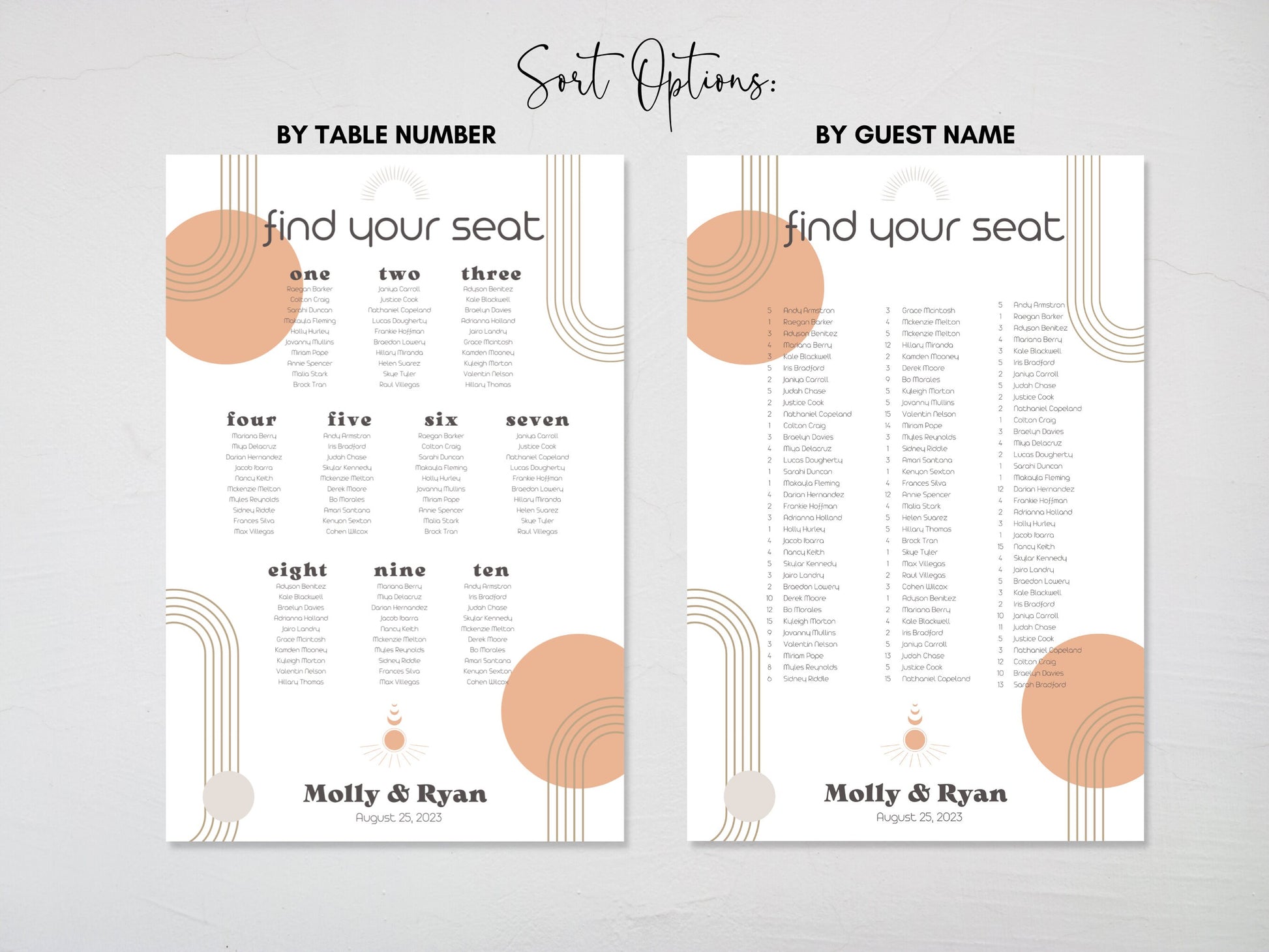 Art Deco Wedding Welcome & Seating Chart Board Sign Set | Retro Guest List Table Chart | Find Your Seat | We're So Happy You're Here