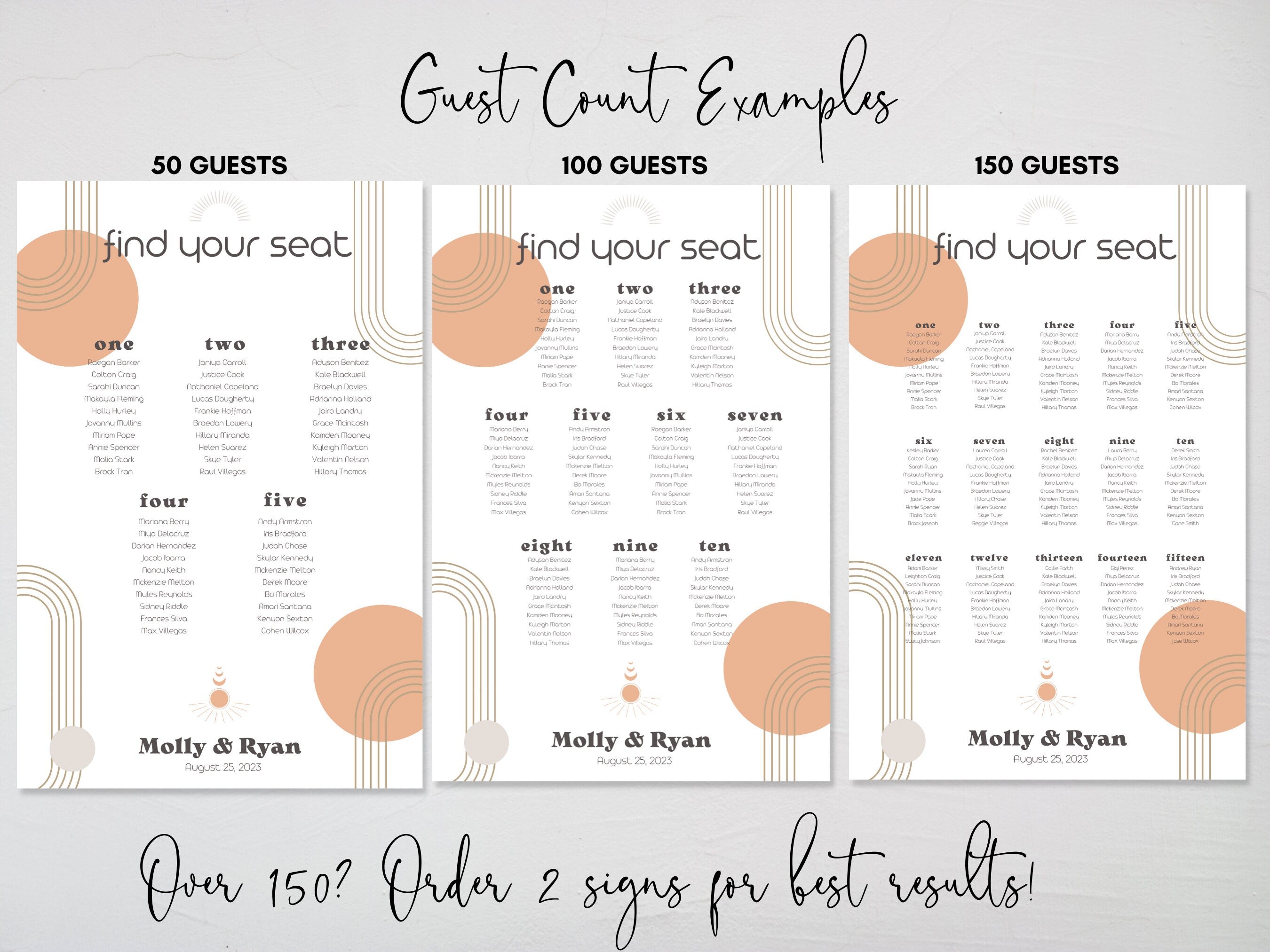 Art Deco Wedding Welcome & Seating Chart Board Sign Set | Retro Guest List Table Chart popular | Find Your Seat | We're So Happy You're Here