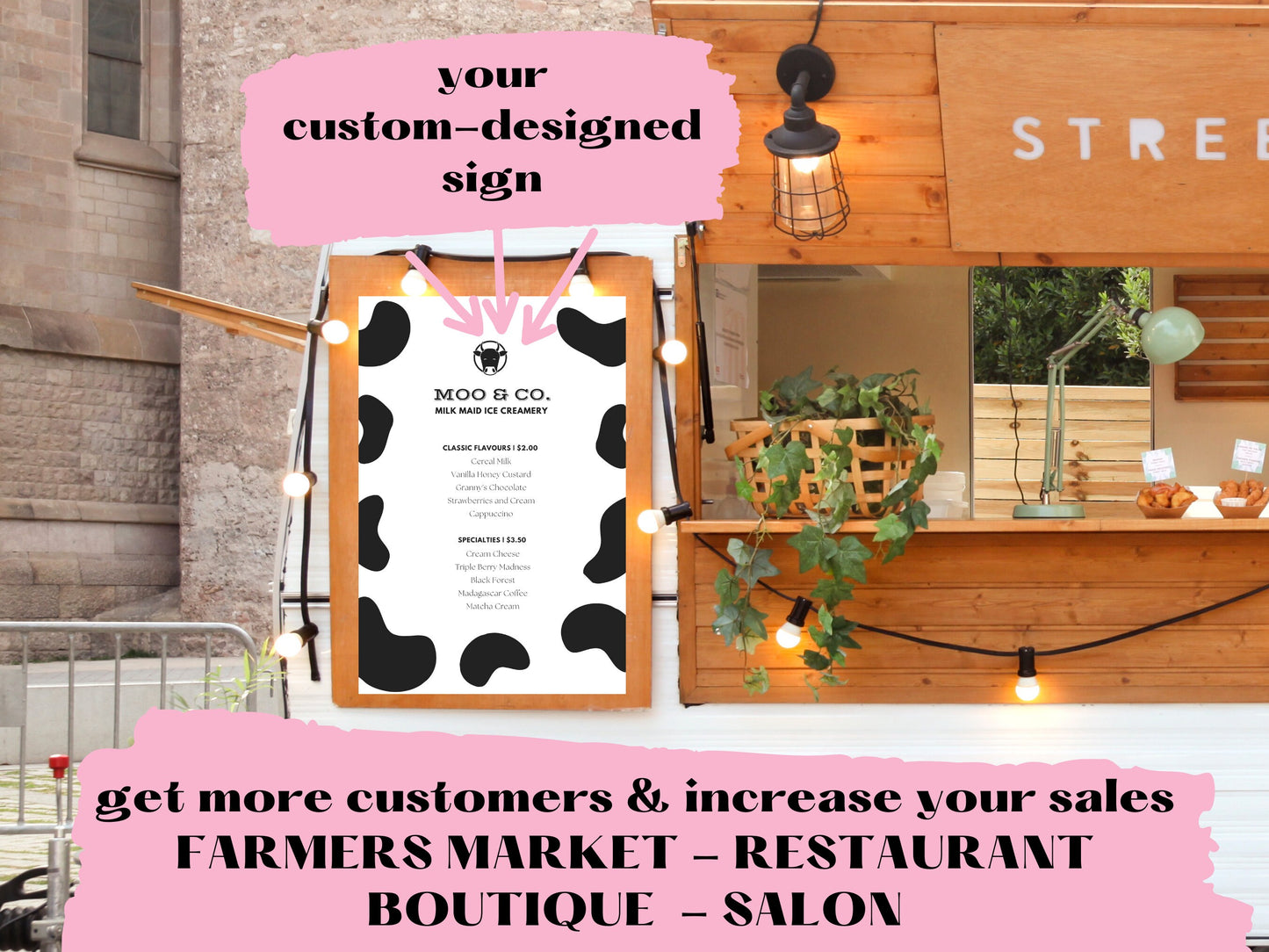 Custom Designed Menu, Marketing and QR Code Signs | Farmer's Market, Sidewalk Signs, Window Signs | Increase Your Traffic and Sales