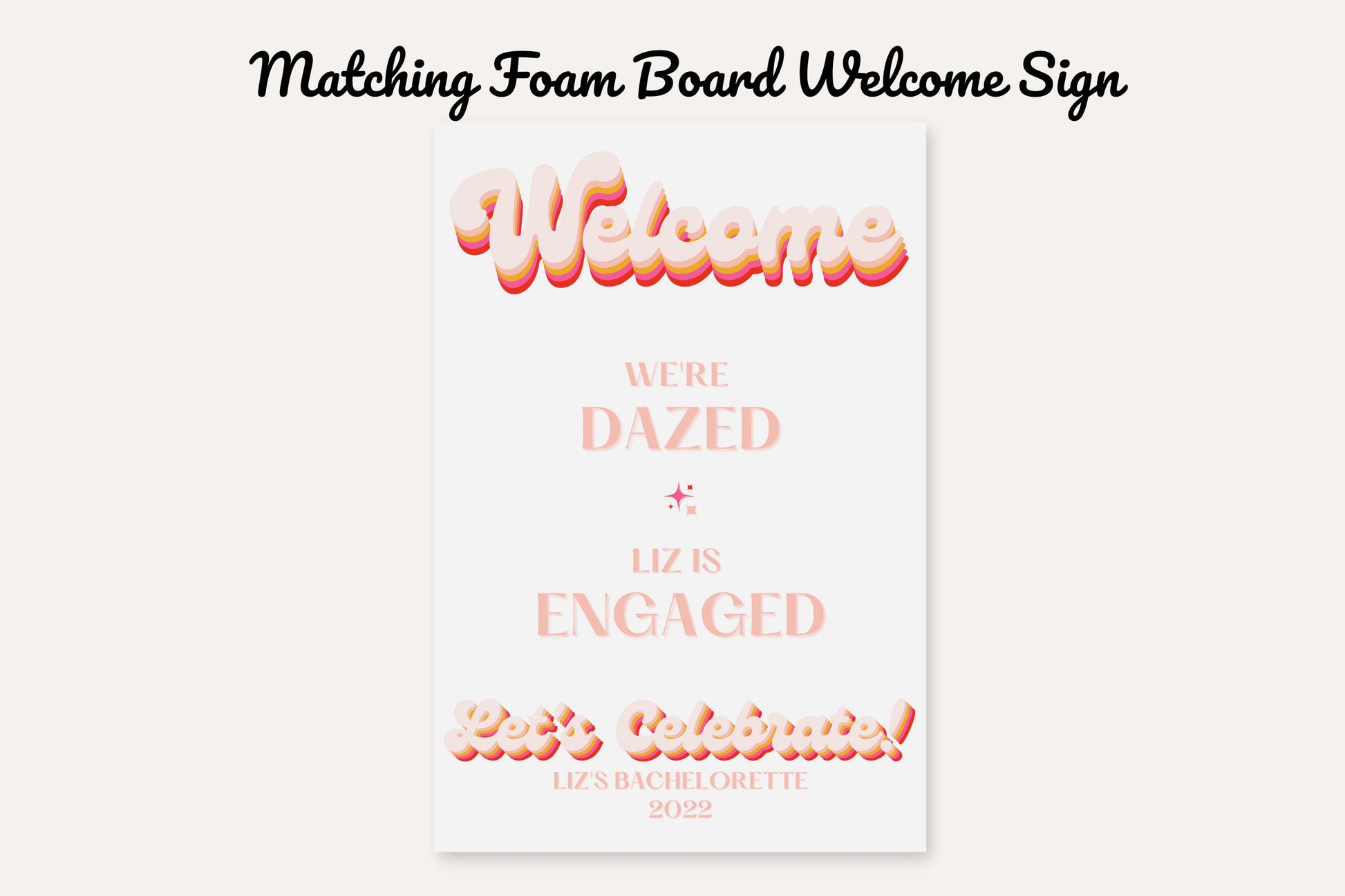 Dazed & Engaged Retro Bachelorette Party Personalized Backdrop