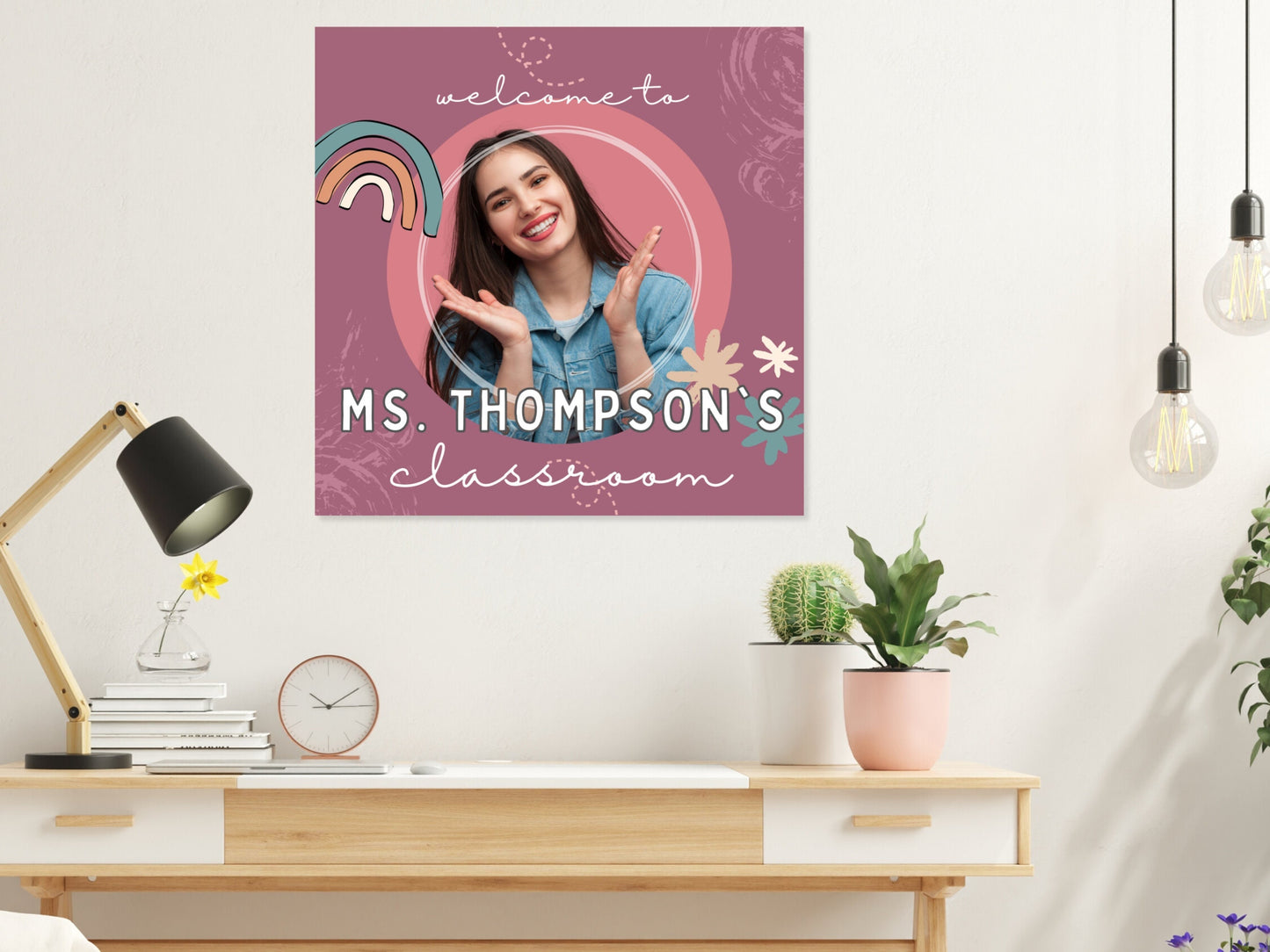 Custom Teacher Photo Classroom Board Sign | Personalized Welcome Sign