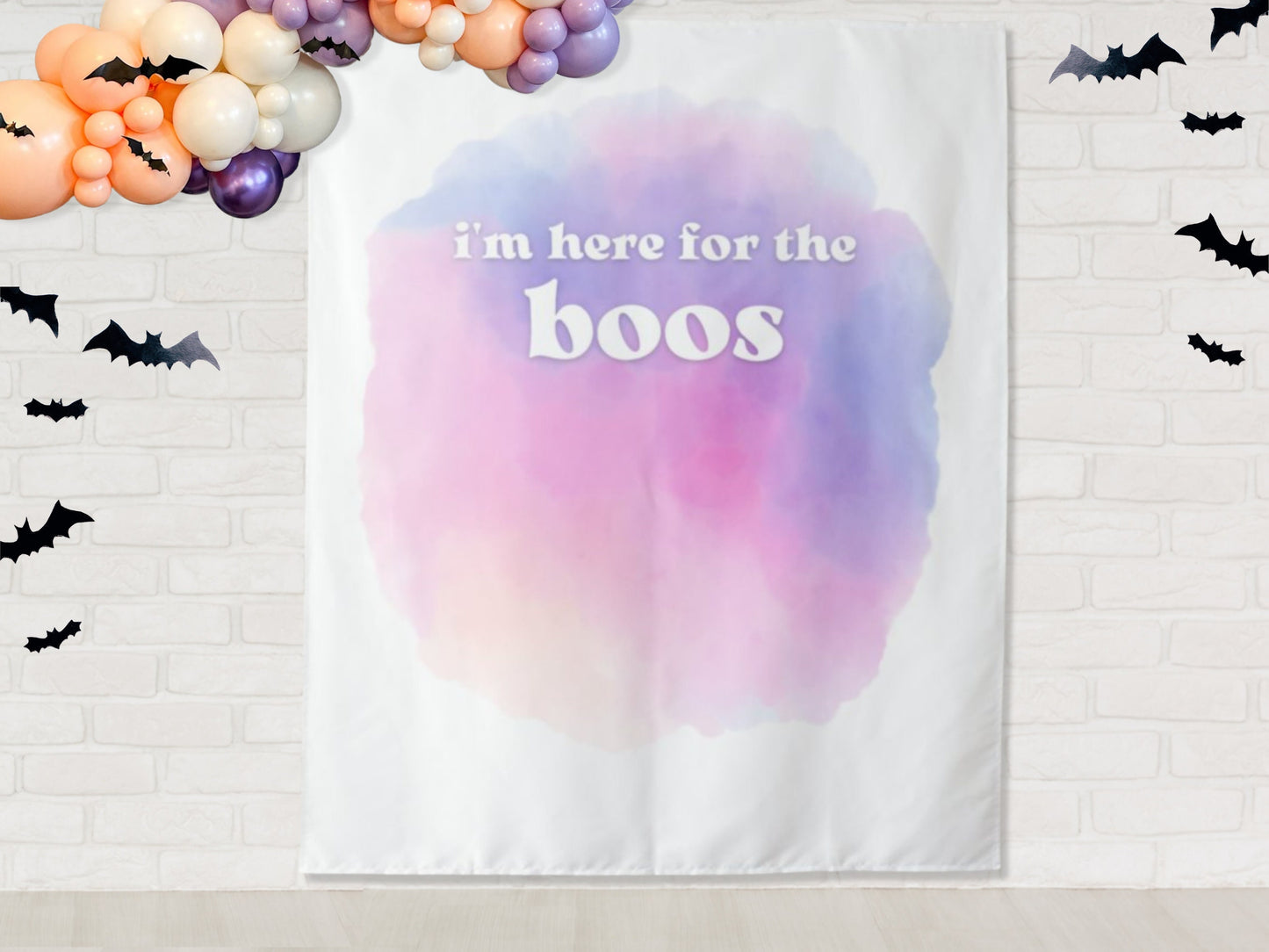 Custom Pastel Watercolor Halloween Party Backdrop | Here for the Boos | Creeping it Real | Treat Yo Self | Haunt It