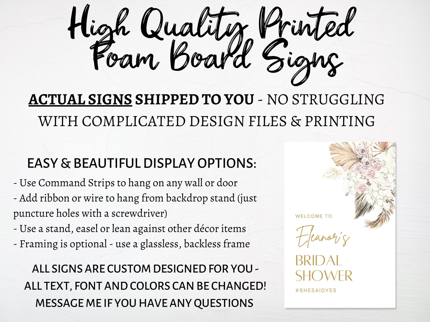 Boho Floral Bridal Shower Welcome Board Sign | Custom Bridal Shower Sign