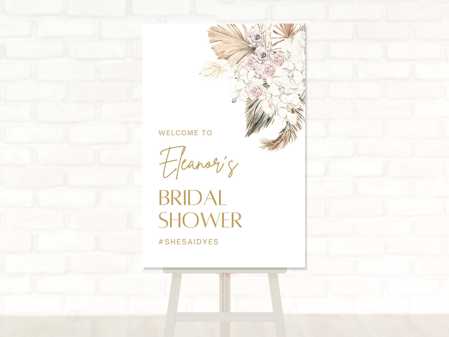 Boho Floral Bridal Shower Welcome Board Sign | Custom Bridal Shower Sign