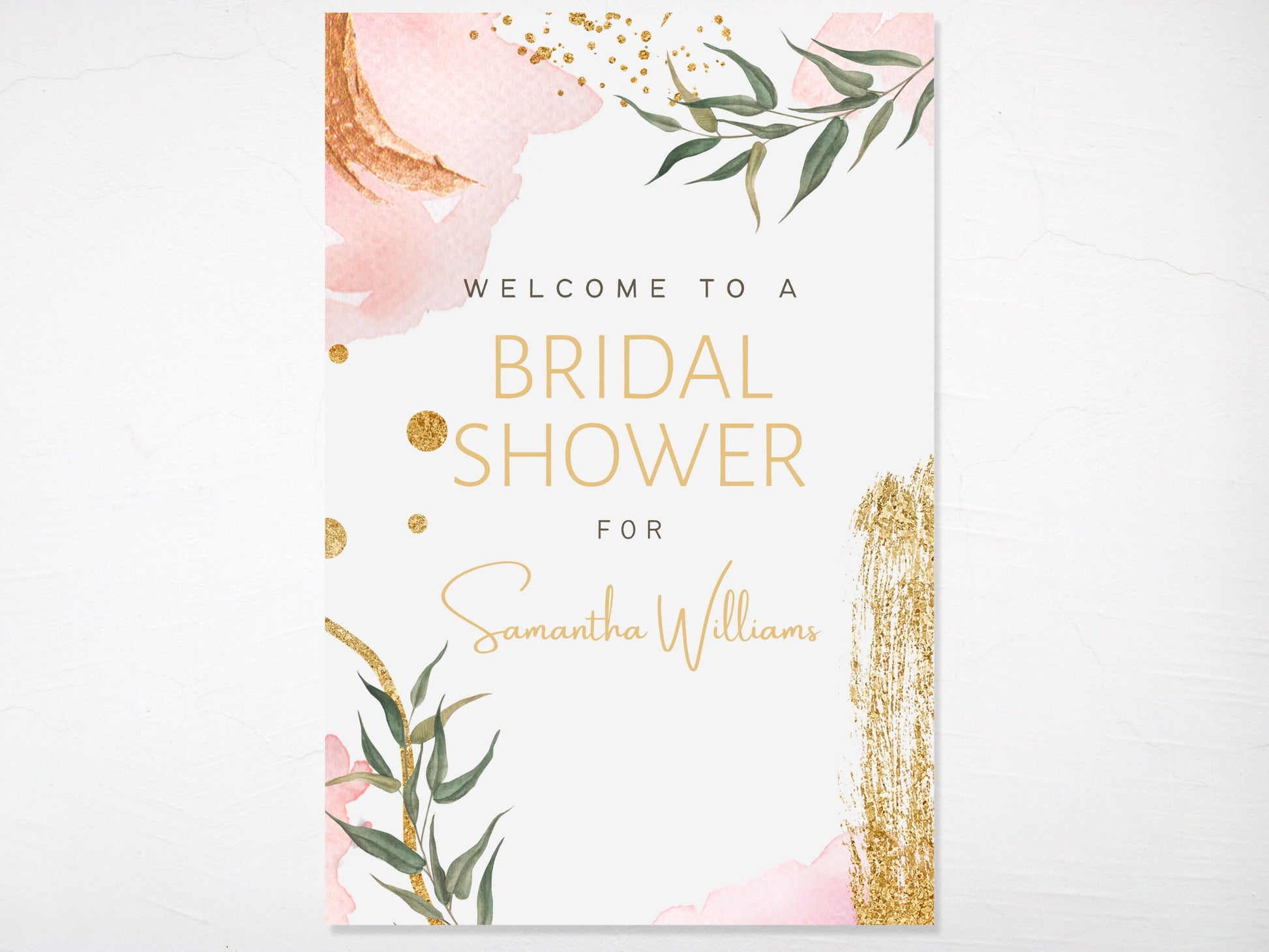 Pink and Gold Art Bridal Shower Welcome Board Sign | Custom Bridal Shower Sign