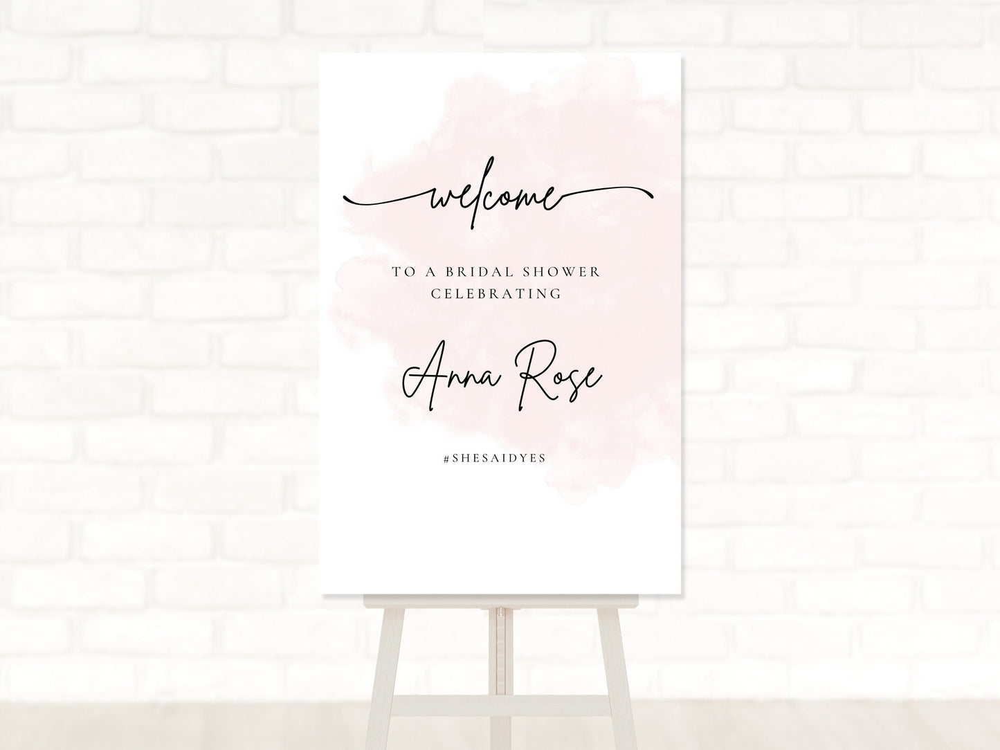 Pink Watercolor Bridal Shower Welcome Board Sign | Custom Bridal Shower Sign