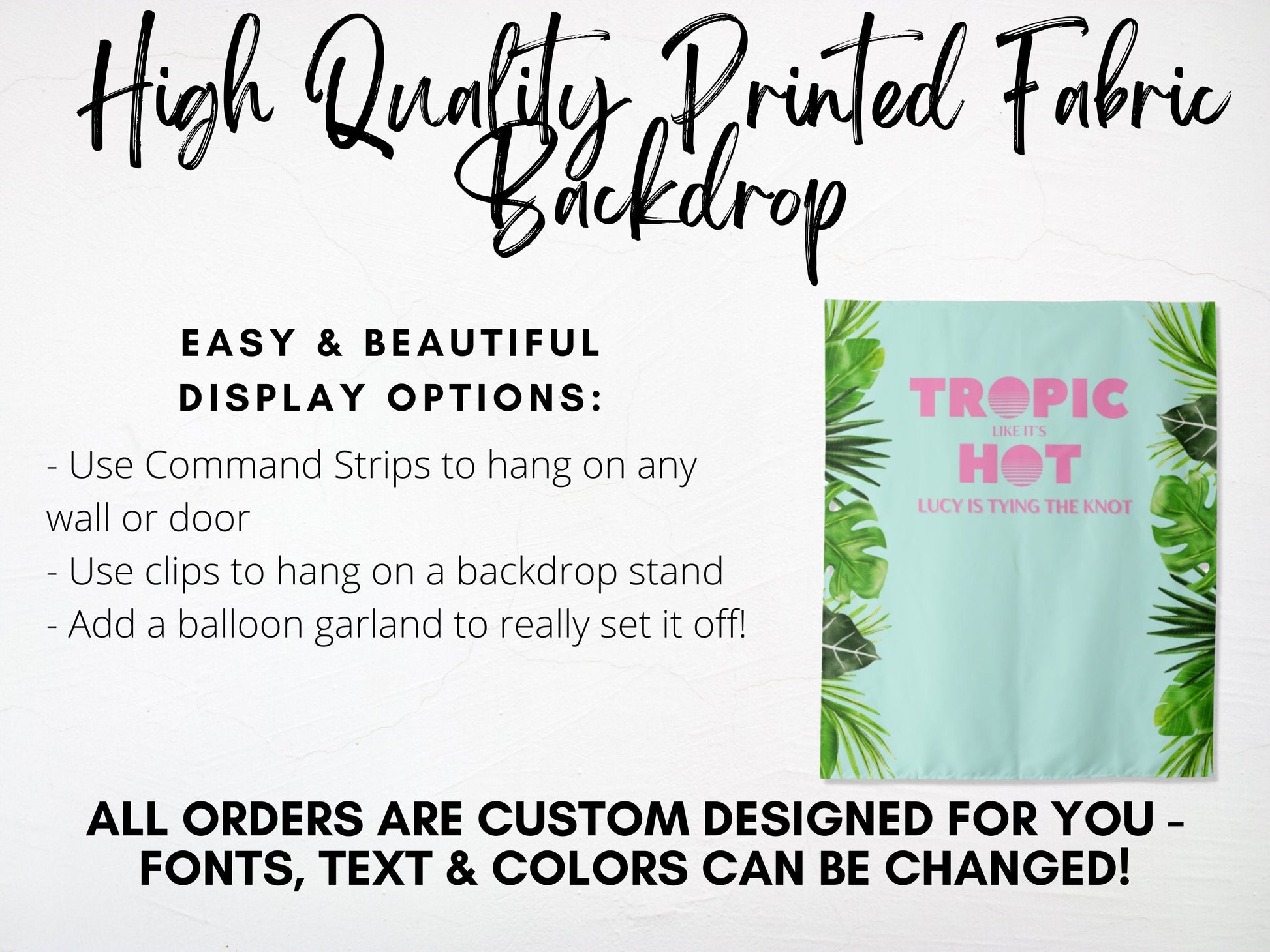 Tropic Like It's Hot Bachelorette Party Personalized Backdrop | Tropical Bachelorette Party Décor