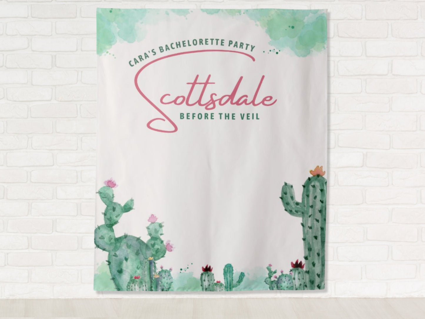 Scottsdale Before the Veil Bachelorette Party Personalized Backdrop | Cactus Bachelorette Party Décor
