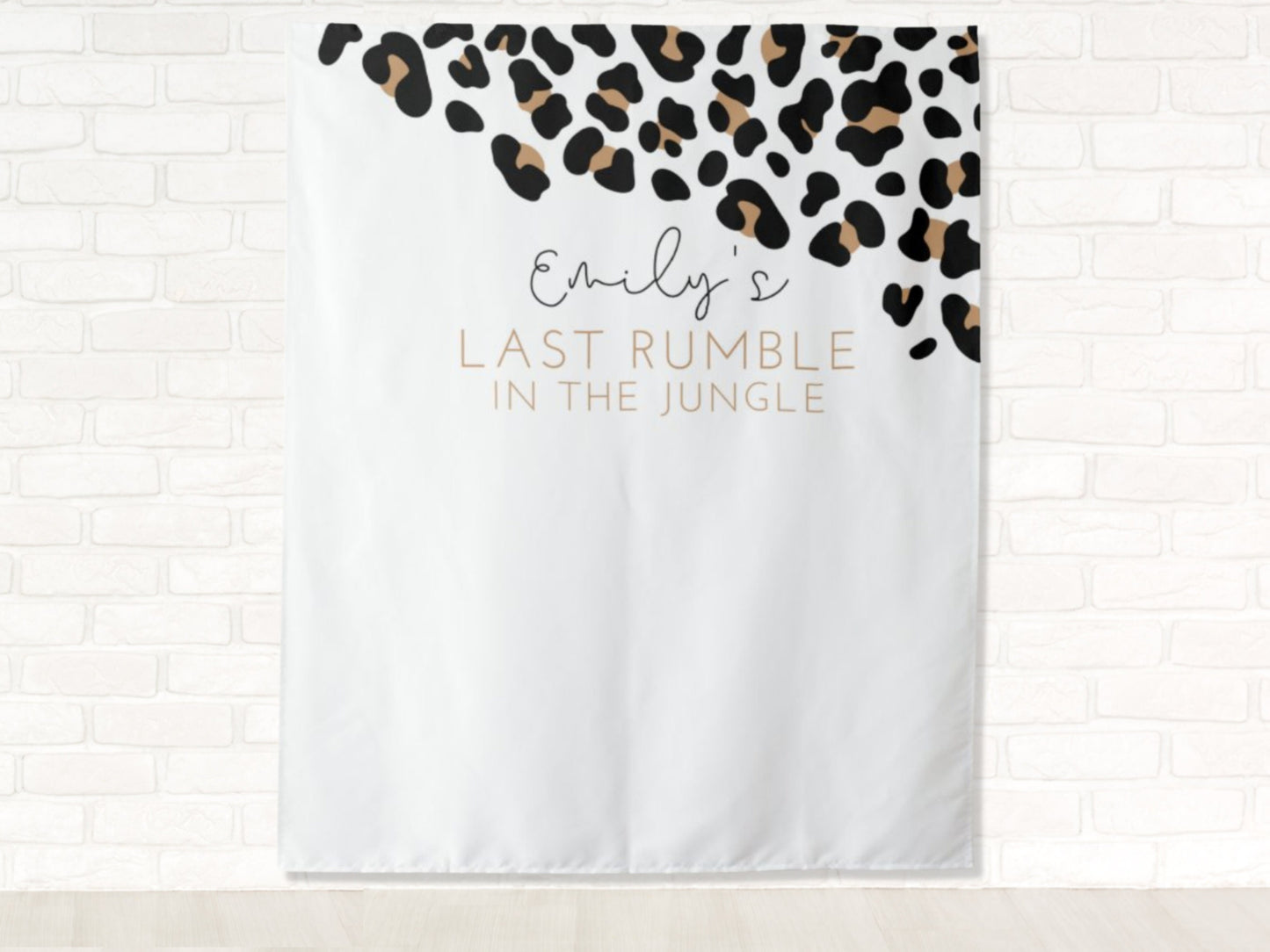 Last Rumble Bachelorette Party Personalized Backdrop | Wild Jungle Leopard Print Bachelorette Party Décor