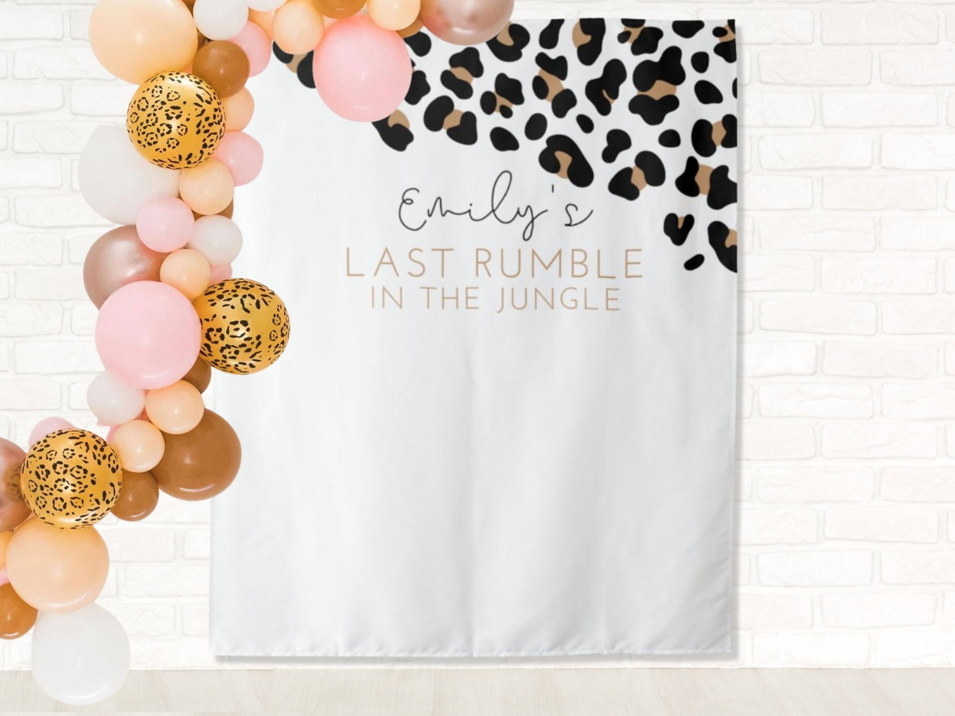 Last Rumble Bachelorette Party Personalized Backdrop | Wild Jungle Leopard Print Bachelorette Party Décor