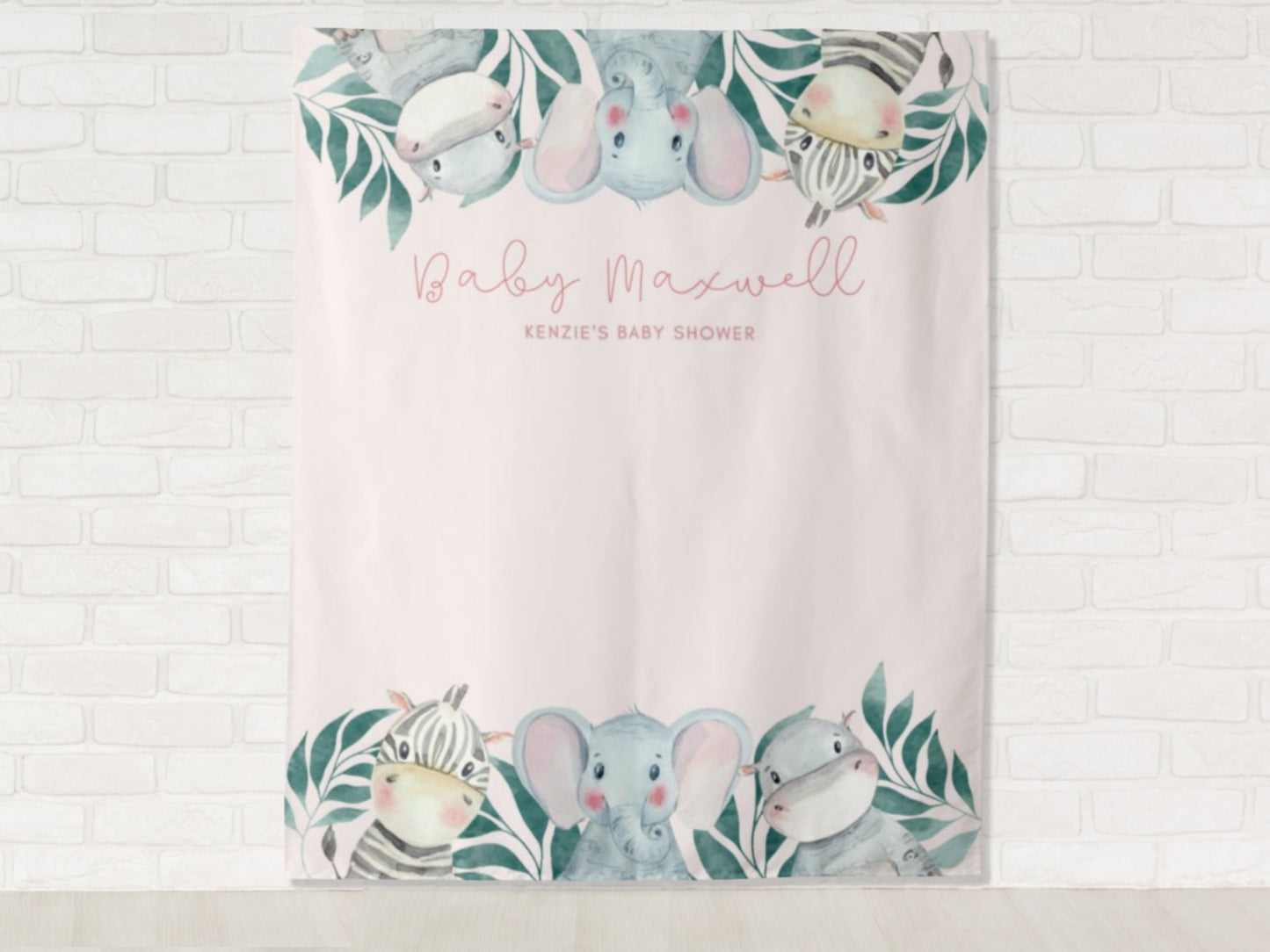 Safari Baby Animal Personalized Baby Shower Backdrop | Custom Safari Party Backdrop