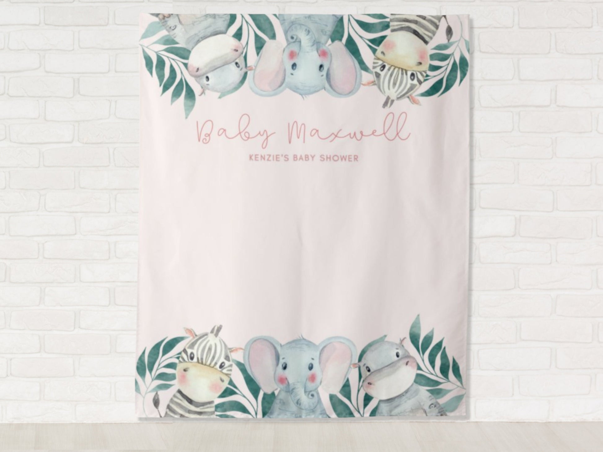 Safari Baby Animal Personalized Baby Shower Backdrop | Custom Safari Party Backdrop