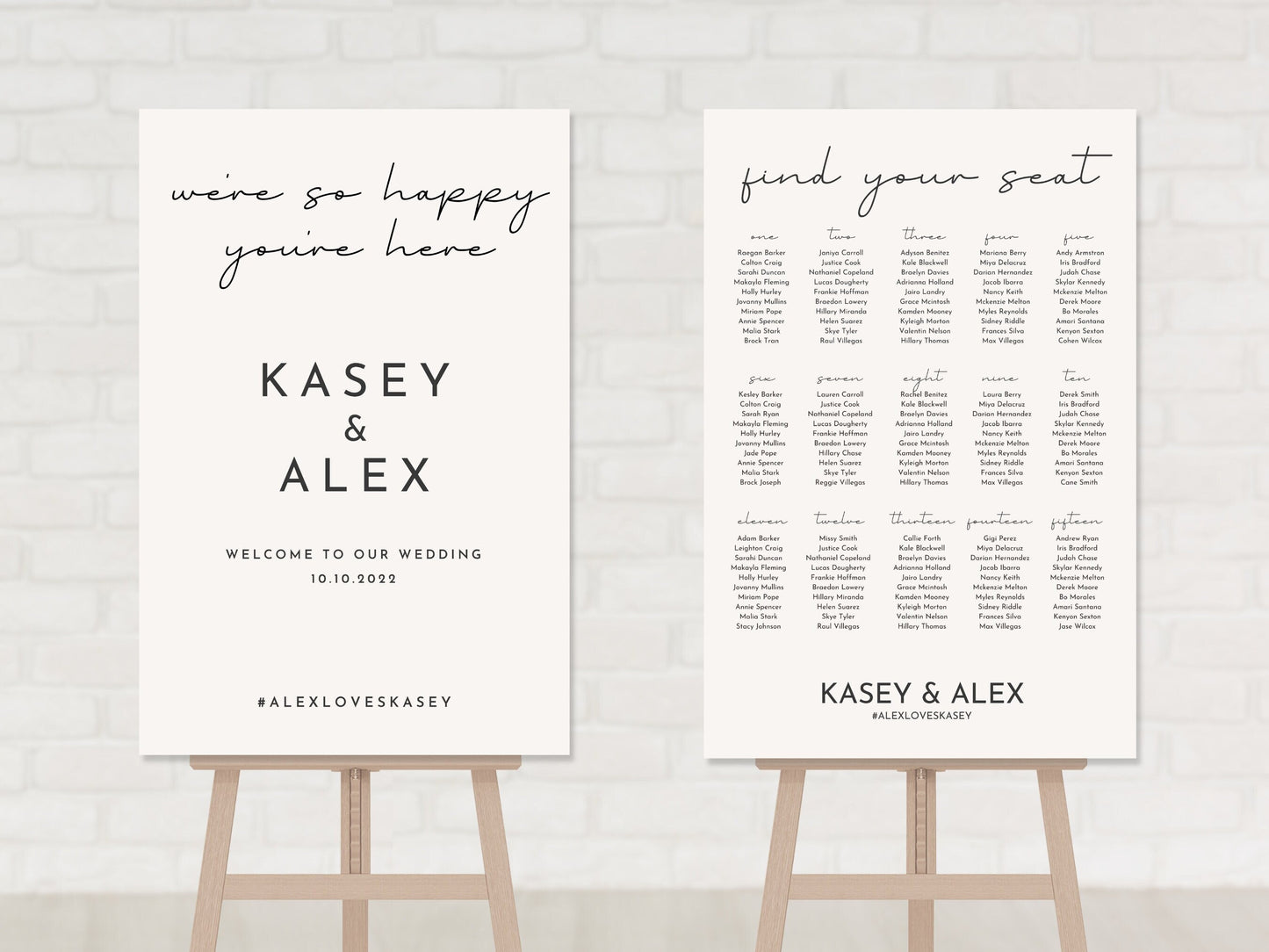 Simple Wedding Welcome & Seating Chart Board Sign Set | Personalized Guest List Table Chart | Find Your Seat | We're So Happy You're Here