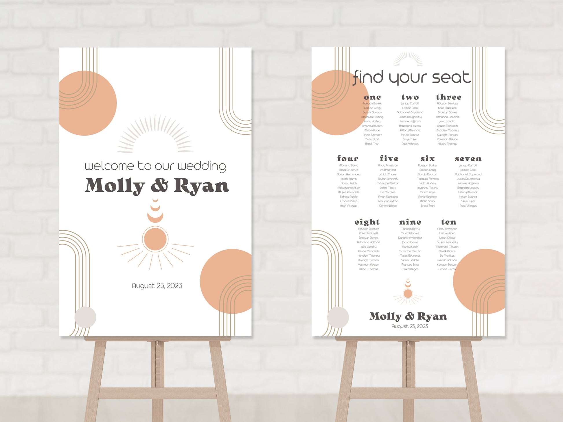 Art Deco Wedding Welcome & Seating Chart Board Sign Set | Retro Guest List Table Chart | Find Your Seat | We're So Happy You're Here