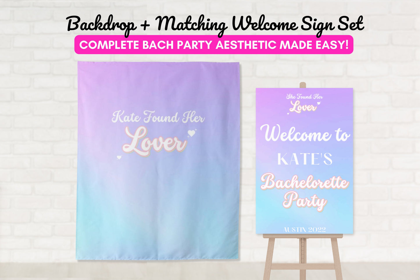 Lover Bachelorette Party Personalized Backdrop and Welcome Sign | She Found Her Lover Taylor Swift Inspired Bachelorette