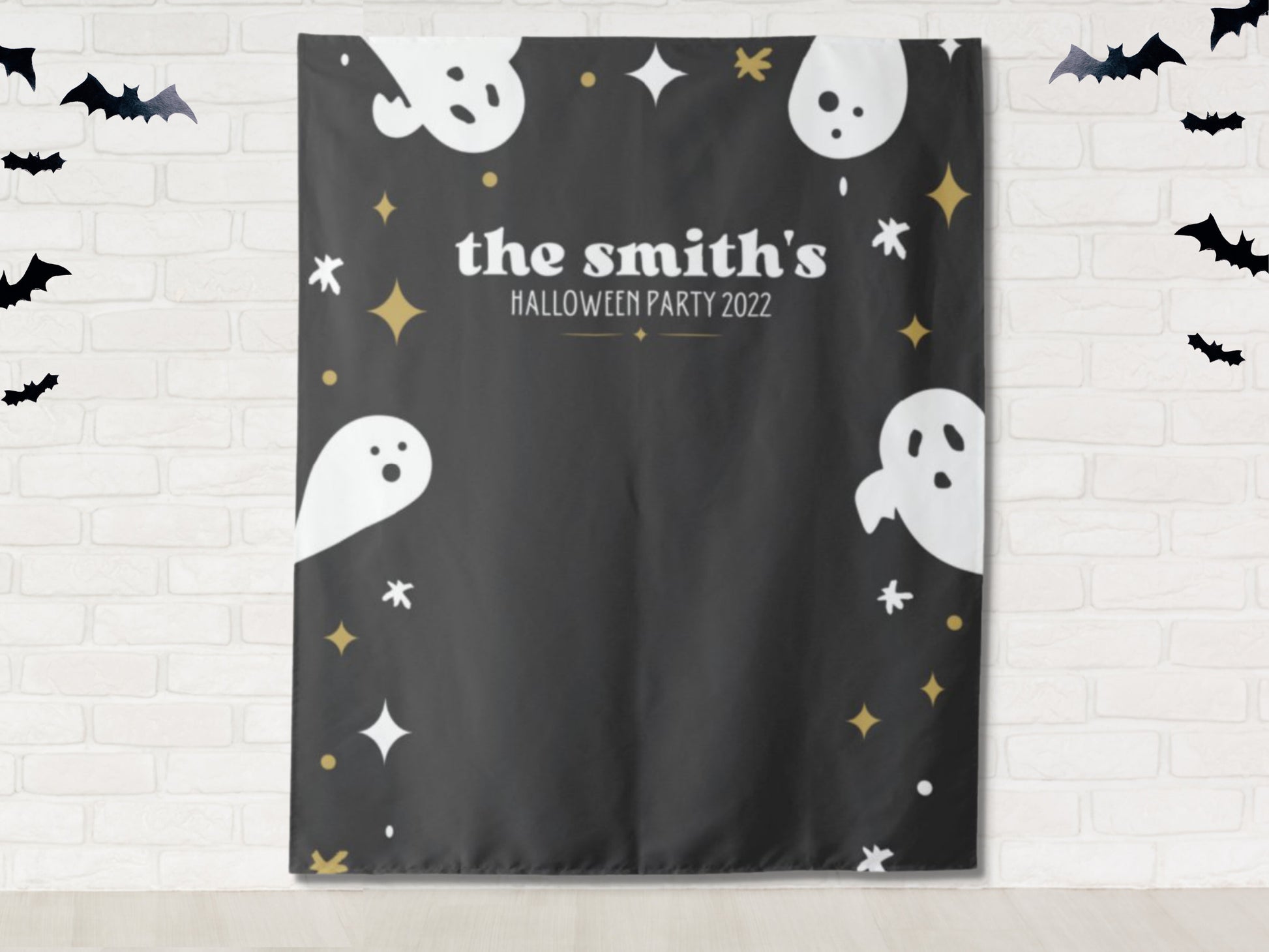 Custom Retro Ghost Halloween Party Backdrop | Happy Halloween | Welcome