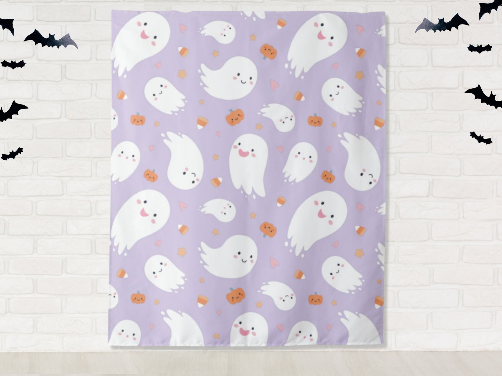 Cute Ghost and Pumpkin Pastel Kids' Halloween Party Backdrop | Customizable | Personalized Halloween Photo Booth