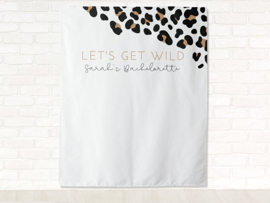 Let's Get Wild Bachelorette Party Personalized Backdrop | Last Rumble Jungle Safari Leopard Print Bachelorette Party Décor