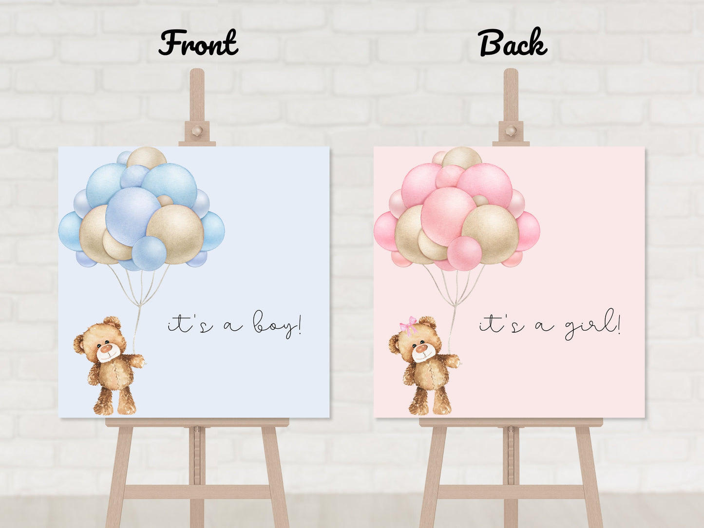 Teddy Gender Reveal It's a Boy or It's A Girl Double-Sided Foam Board Sign | We can Bearly Wait!