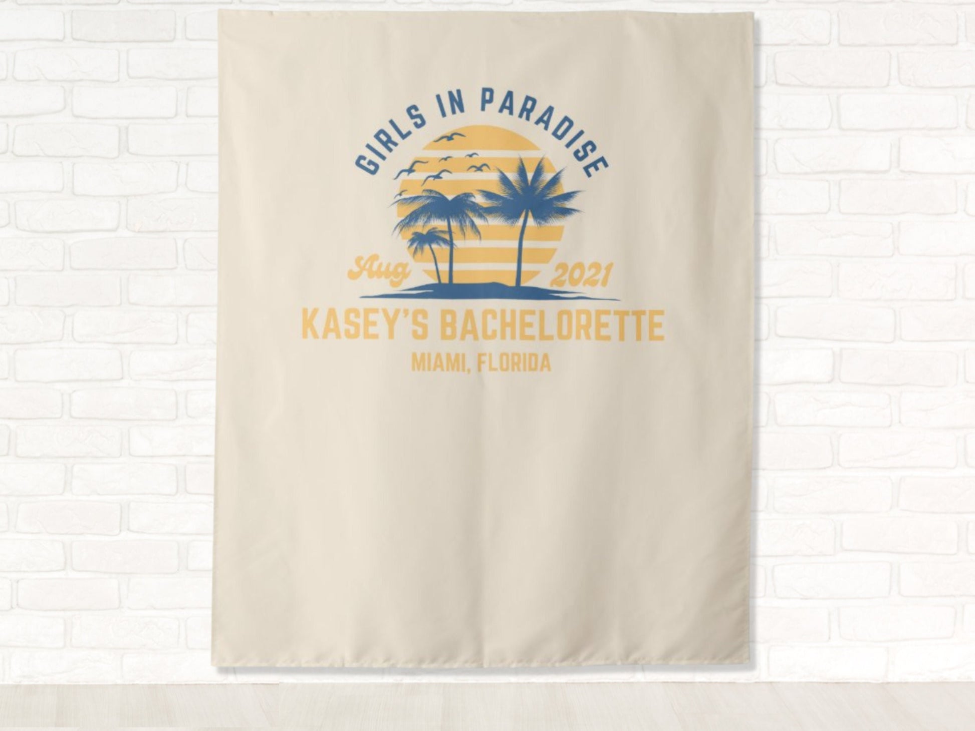 Girls in Paradise Bachelorette Party Personalized Backdrop | Bachelorette at The Beach Party Décor