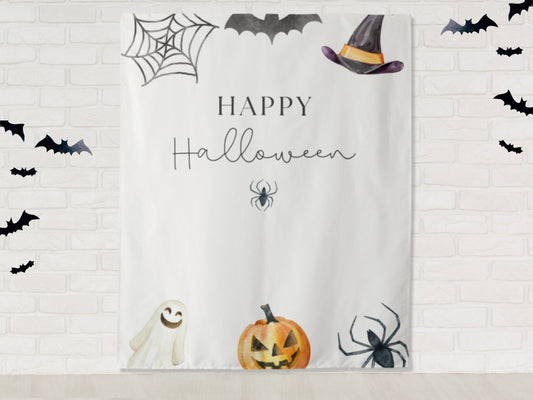 Simple Watercolor Happy Halloween Party Backdrop | Customizable | Personalized Halloween Photo Booth