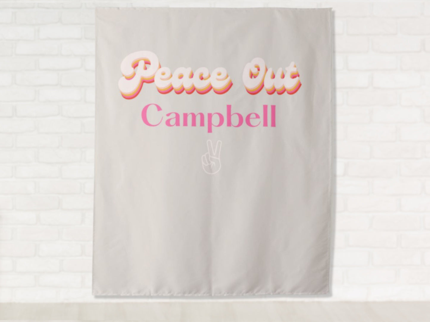 Peace Out Maiden Name Retro Bachelorette Party Personalized Backdrop | Custom Bachelorette Party or Bridal Shower Banner