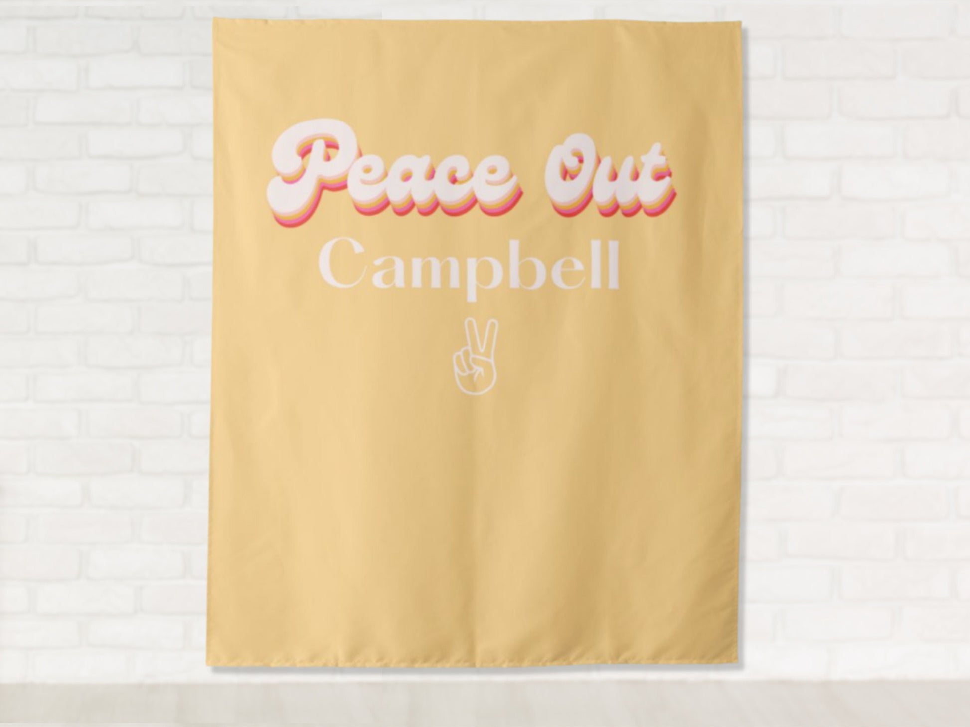 Peace Out Maiden Name Retro Bachelorette Party Personalized Backdrop | Custom Bachelorette Party or Bridal Shower Banner