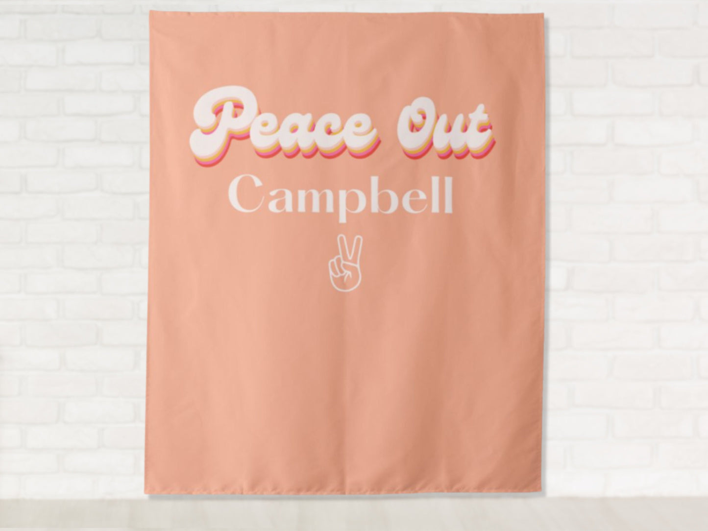 Peace Out Maiden Name Retro Bachelorette Party Personalized Backdrop | Custom Bachelorette Party or Bridal Shower Banner