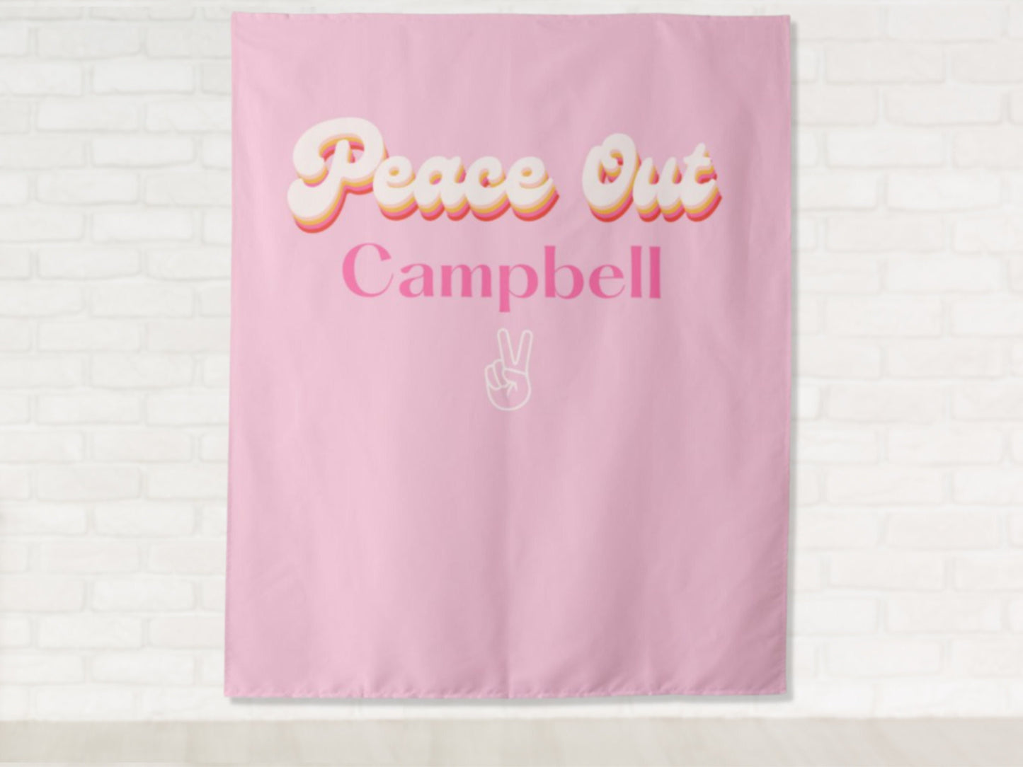 Peace Out Maiden Name Retro Bachelorette Party Personalized Backdrop | Custom Bachelorette Party or Bridal Shower Banner