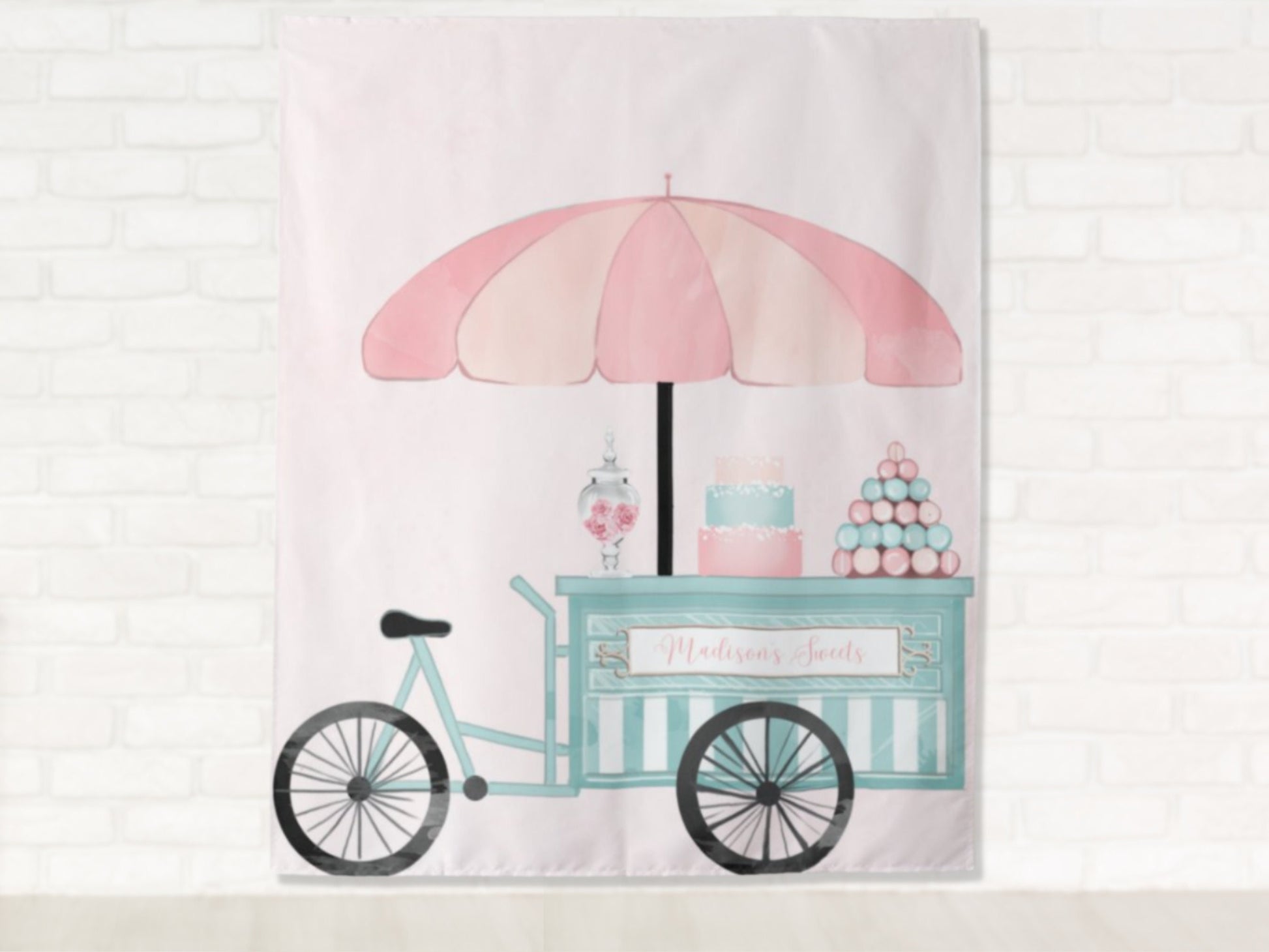 Bike Cart Sweet Shop Custom Birthday Backdrop | Personalized Party Photo Booth