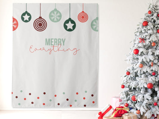 Merry Everything Custom Holiday Party Backdrop | Christmas Ornament Party Décor