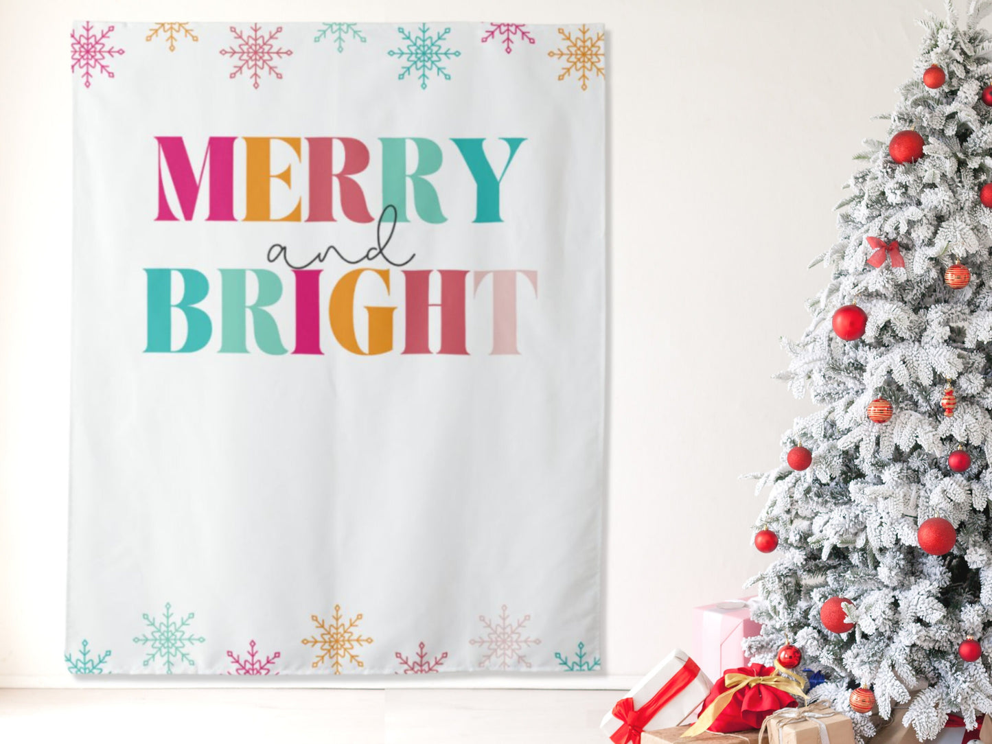 Merry and Bright Custom Holiday Party Backdrop | Christmas Party Décor
