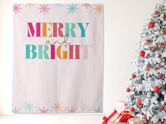 Merry and Bright Custom Holiday Party Backdrop | Christmas Party Décor
