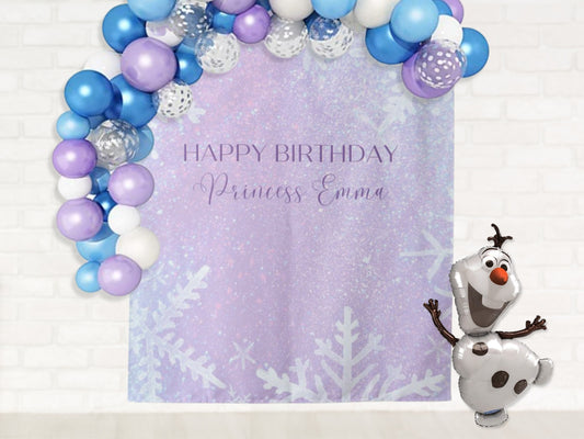 Frozen Inspired Custom Birthday Party Backdrop | Princess Elsa Winter Theme Birthday Décor