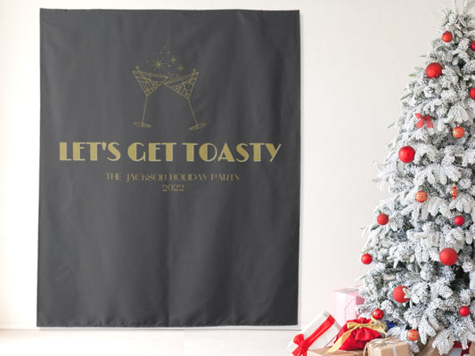 Let's Get Toasty Holiday Party Backdrop | Christmas Cocktail Party Décor