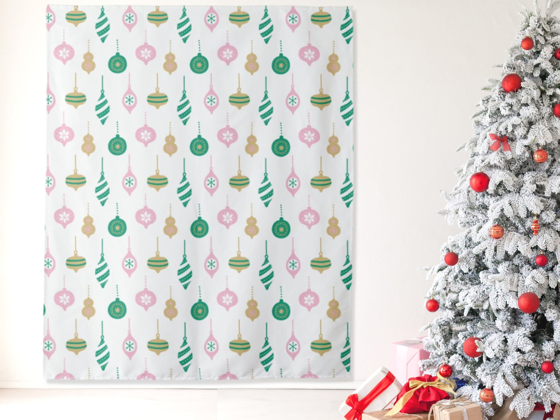 Christmas Tree Ornament Holiday Party Backdrop | Christmas Party Décor