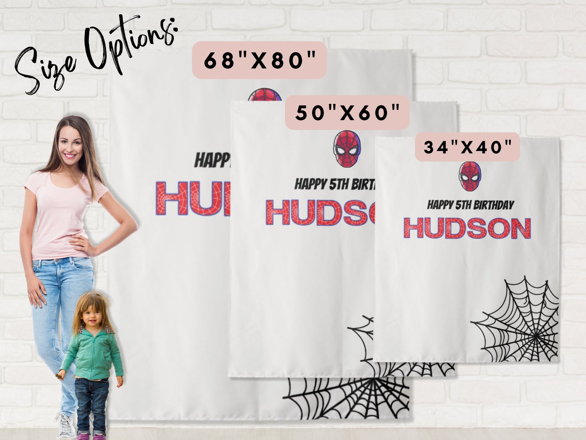 Custom Spiderman Birthday Backdrop | Personalized Superhero Photo Booth