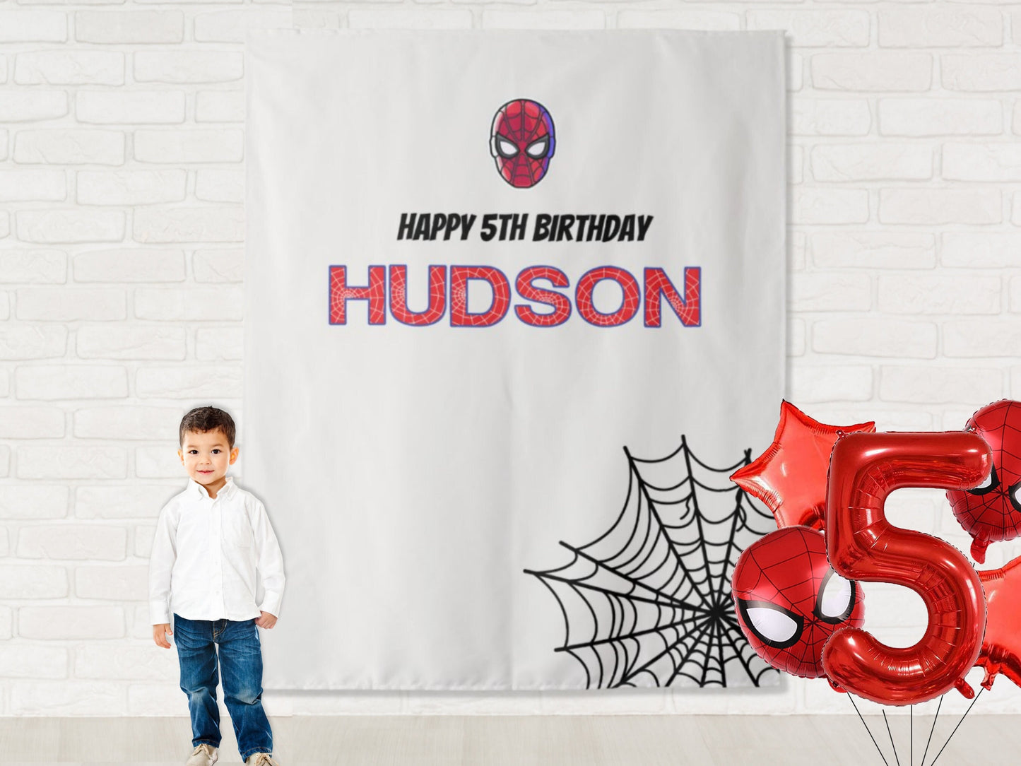 Custom Spiderman Birthday Backdrop | Personalized Superhero Photo Booth